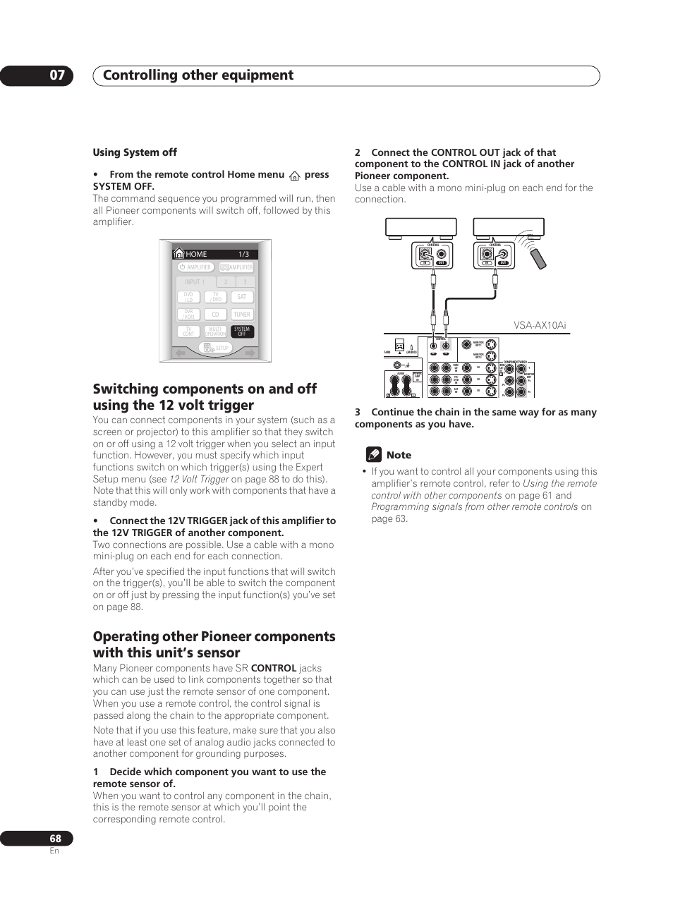 Controlling other equipment 07, Using system off, Vsa-ax10ai | Pioneer VSA-AX10Ai-S User Manual | Page 68 / 104