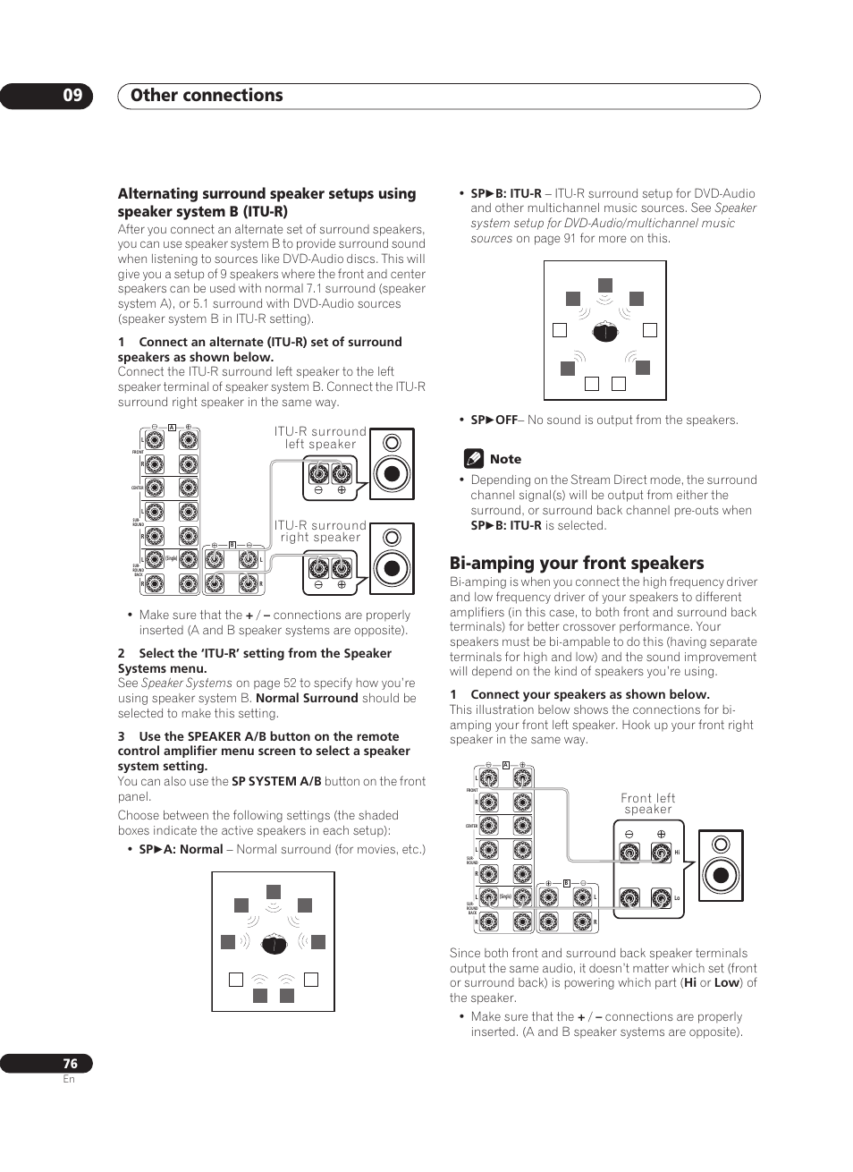 Bi-amping your front speakers, Other connections 09 | Pioneer VSA-AX10Ai-S User Manual | Page 76 / 104