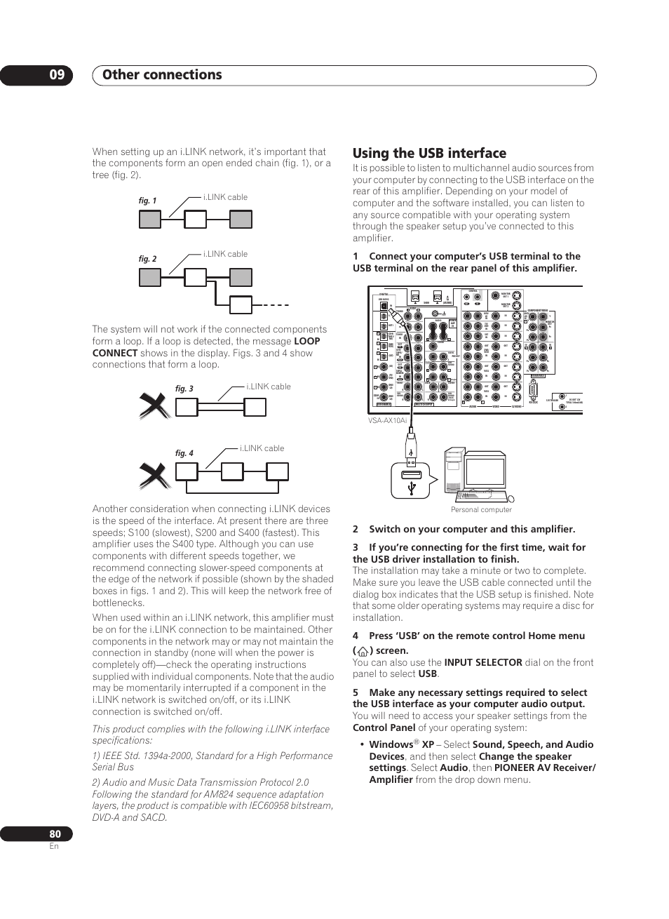 Using the usb interface, Other connections 09, Personal computer vsa-ax10ai | Pioneer VSA-AX10Ai-S User Manual | Page 80 / 104
