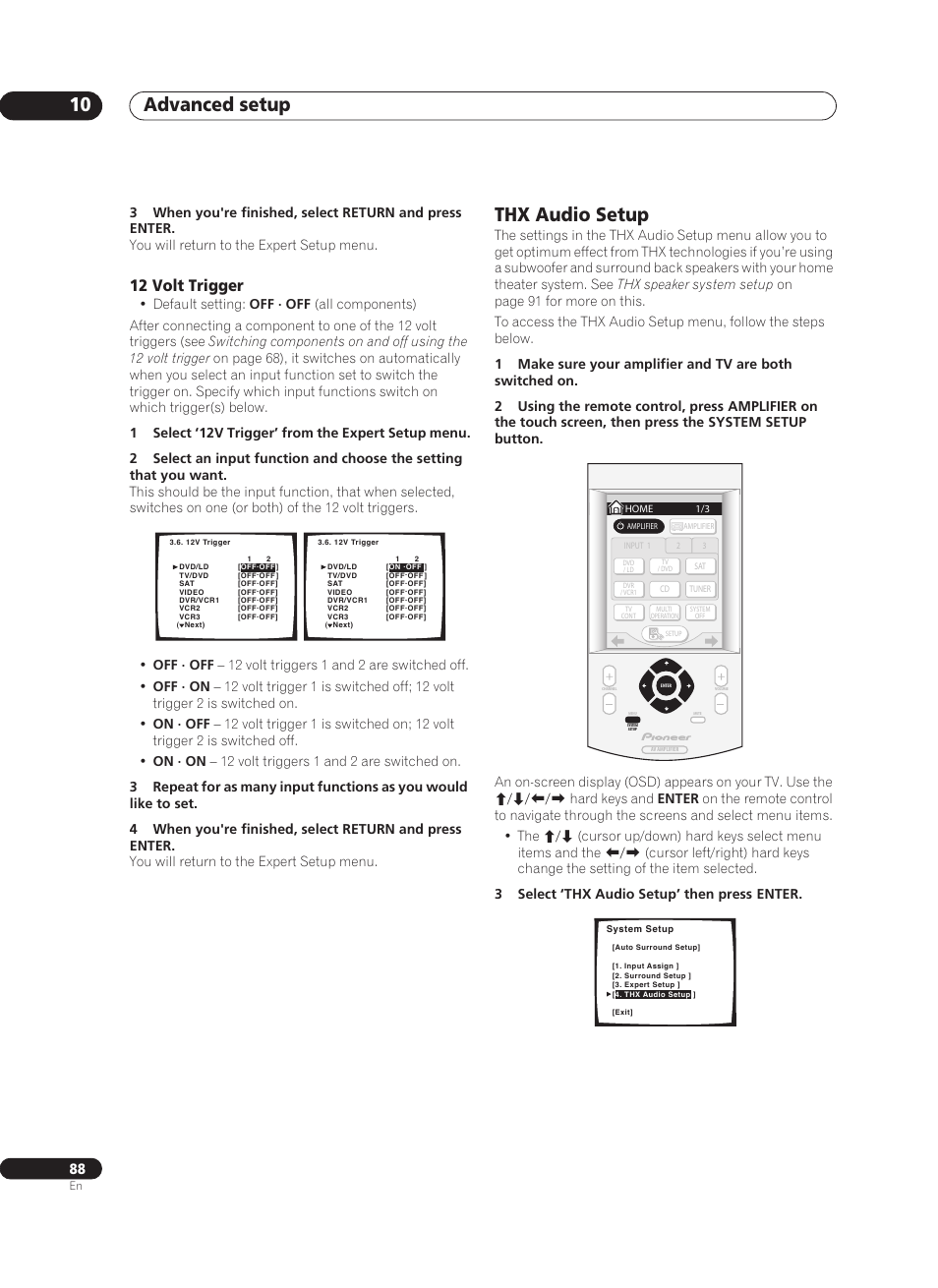 12 volt trigger, Thx audio setup, Advanced setup 10 | Pioneer VSA-AX10Ai-S User Manual | Page 88 / 104