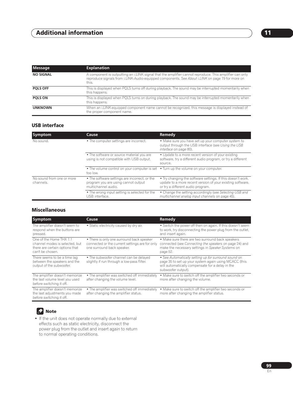 Usb interface, Miscellaneous, Additional information 11 | Usb interface miscellaneous | Pioneer VSA-AX10Ai-S User Manual | Page 99 / 104