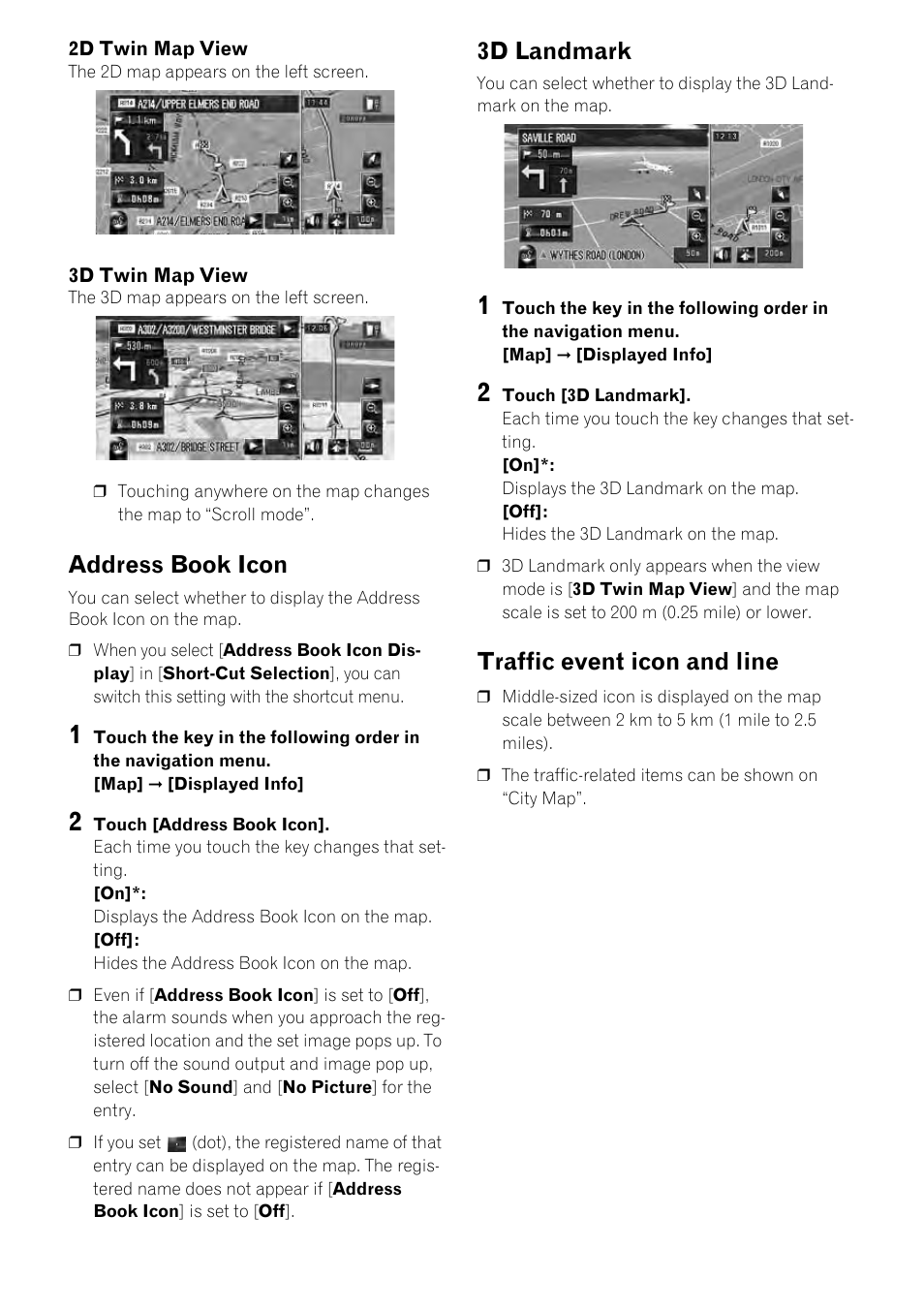 Address book icon, 3d landmark, Traffic event icon and line | Pioneer CNDV-800HD User Manual | Page 12 / 18