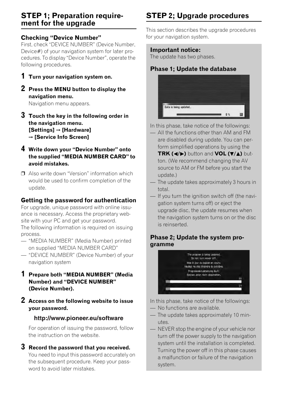 Step 1; preparation require- ment for the upgrade, Step 2; upgrade procedures | Pioneer CNDV-800HD User Manual | Page 7 / 18