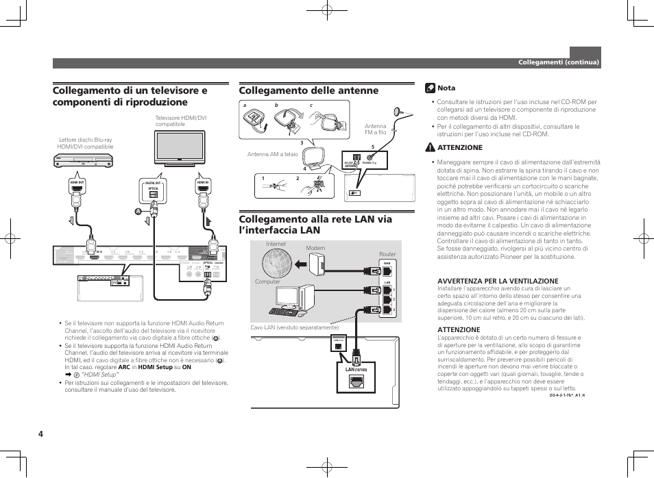 Collegamento alla rete lan via l’interfaccia lan | Pioneer SC-LX57-S User Manual | Page 22 / 48