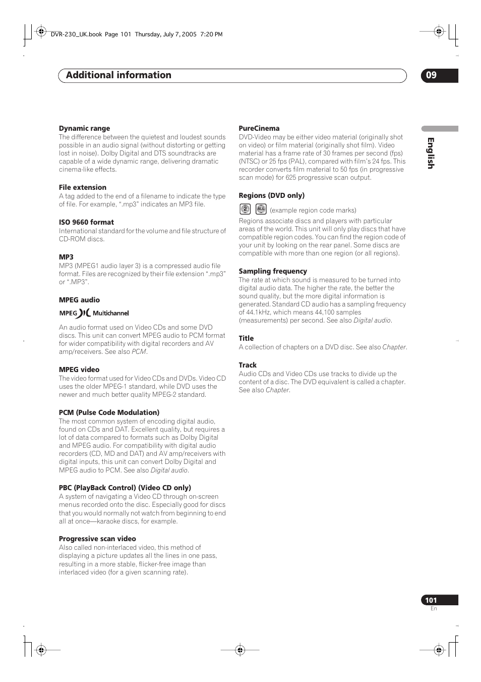 Additional information 09 | Pioneer RCS-55 User Manual | Page 101 / 104