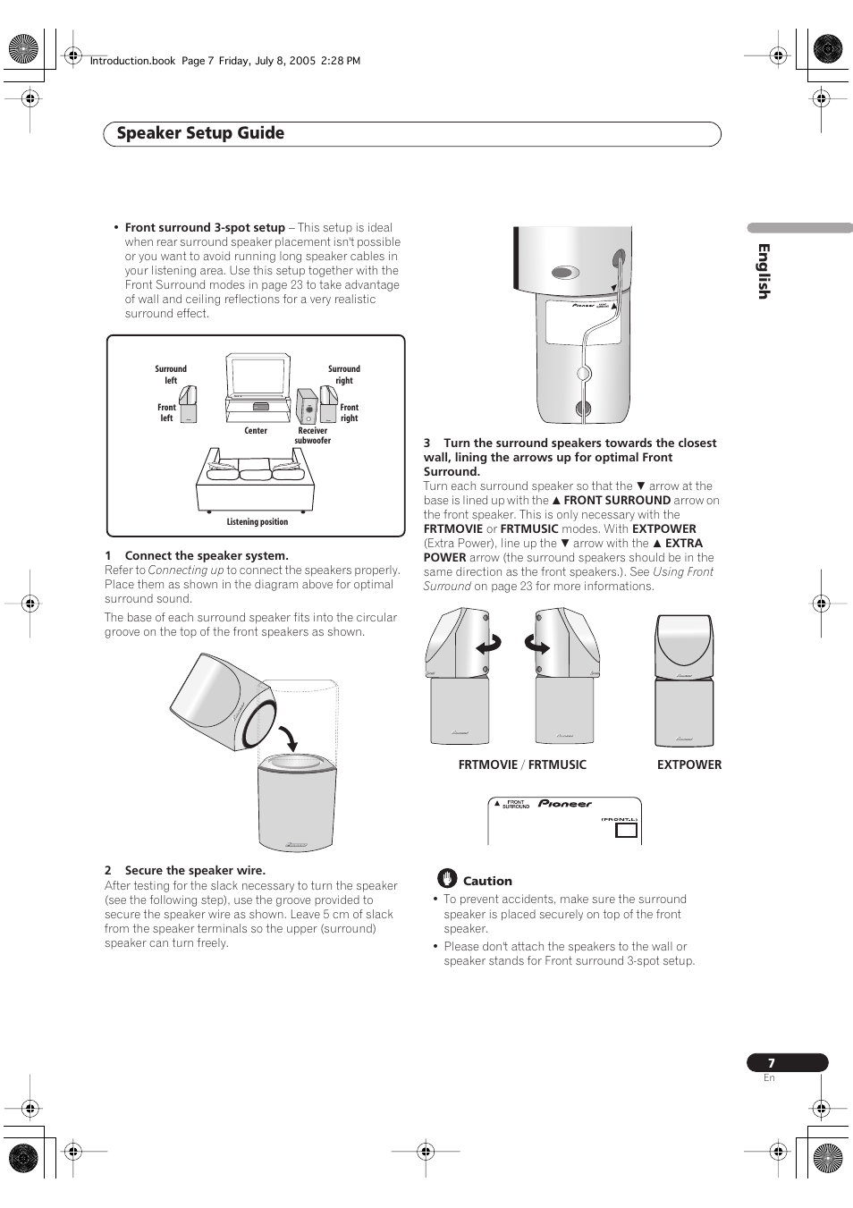Speaker setup guide | Pioneer RCS-55 User Manual | Page 7 / 104