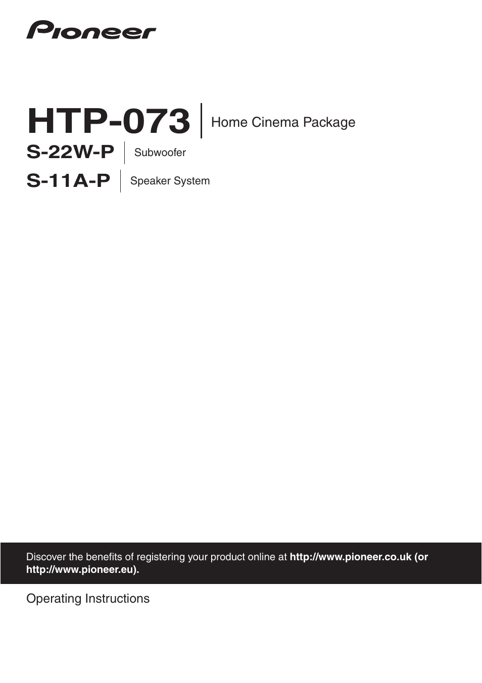 Pioneer HTP-073 User Manual | 10 pages