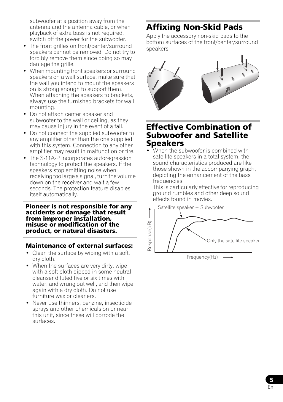 Affixing non-skid pads | Pioneer HTP-073 User Manual | Page 5 / 10