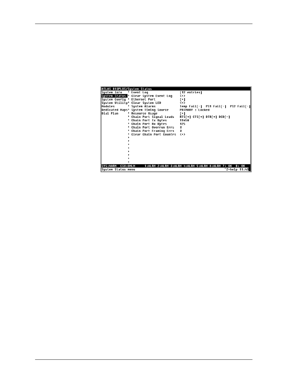 Boot rom rev, System status, Event log | Time, Slot, Port, Event description, Boot rom rev -4, System status -4, Event log -4 | ADTRAN ATLAS 810 Plus User Manual | Page 56 / 188