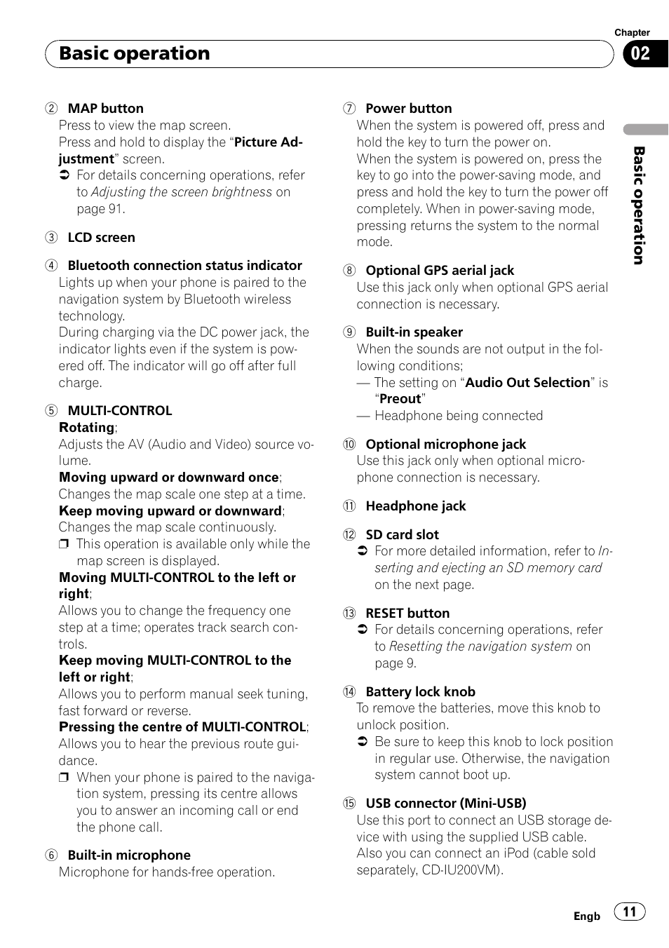 Basic operation | Pioneer AVIC F500BT User Manual | Page 11 / 124