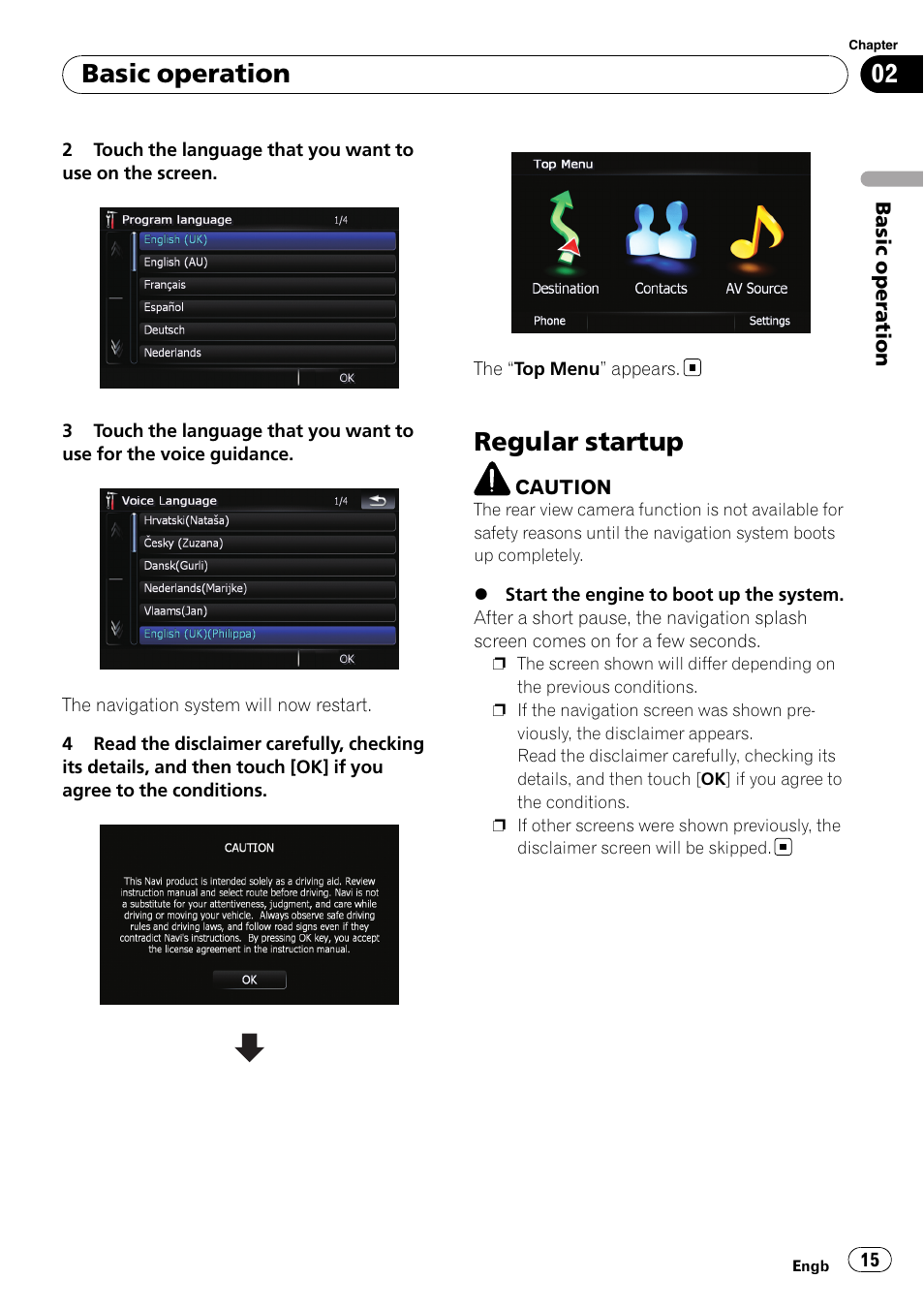 Regular startup, Basic operation | Pioneer AVIC F500BT User Manual | Page 15 / 124
