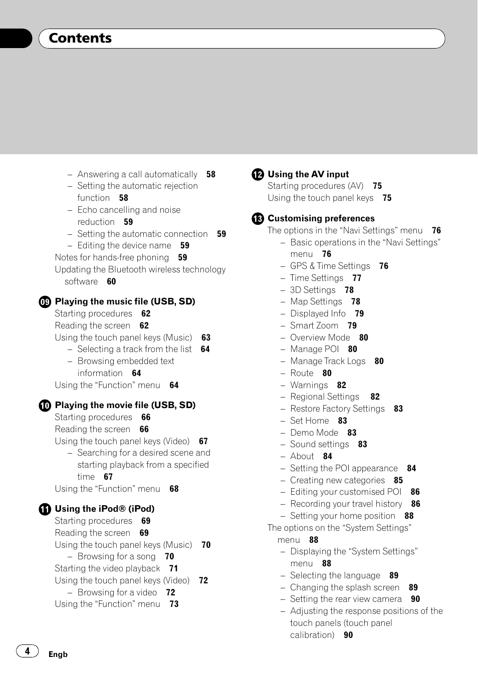 Pioneer AVIC F500BT User Manual | Page 4 / 124