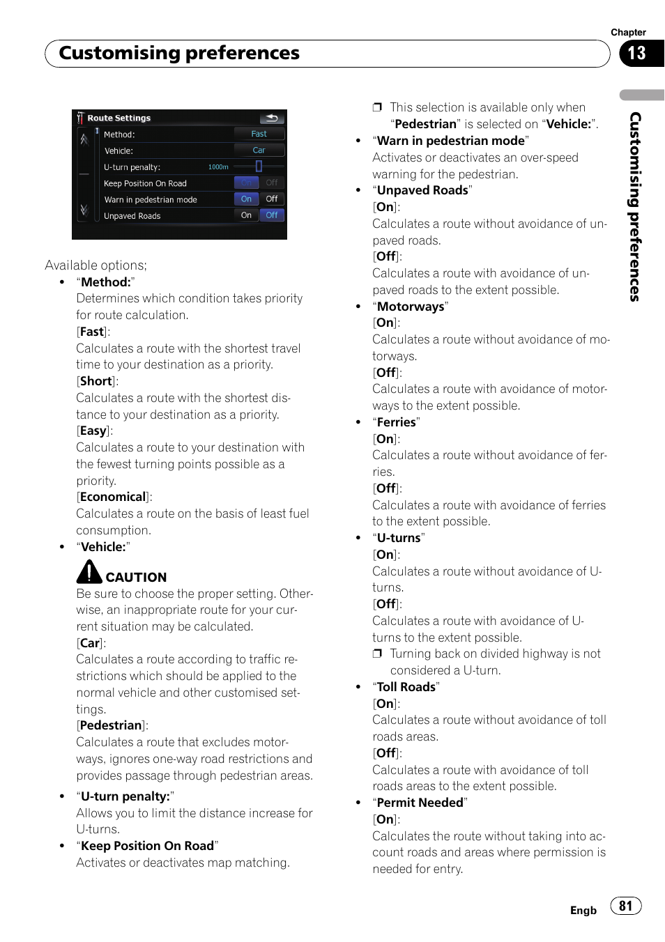 Customising preferences | Pioneer AVIC F500BT User Manual | Page 81 / 124