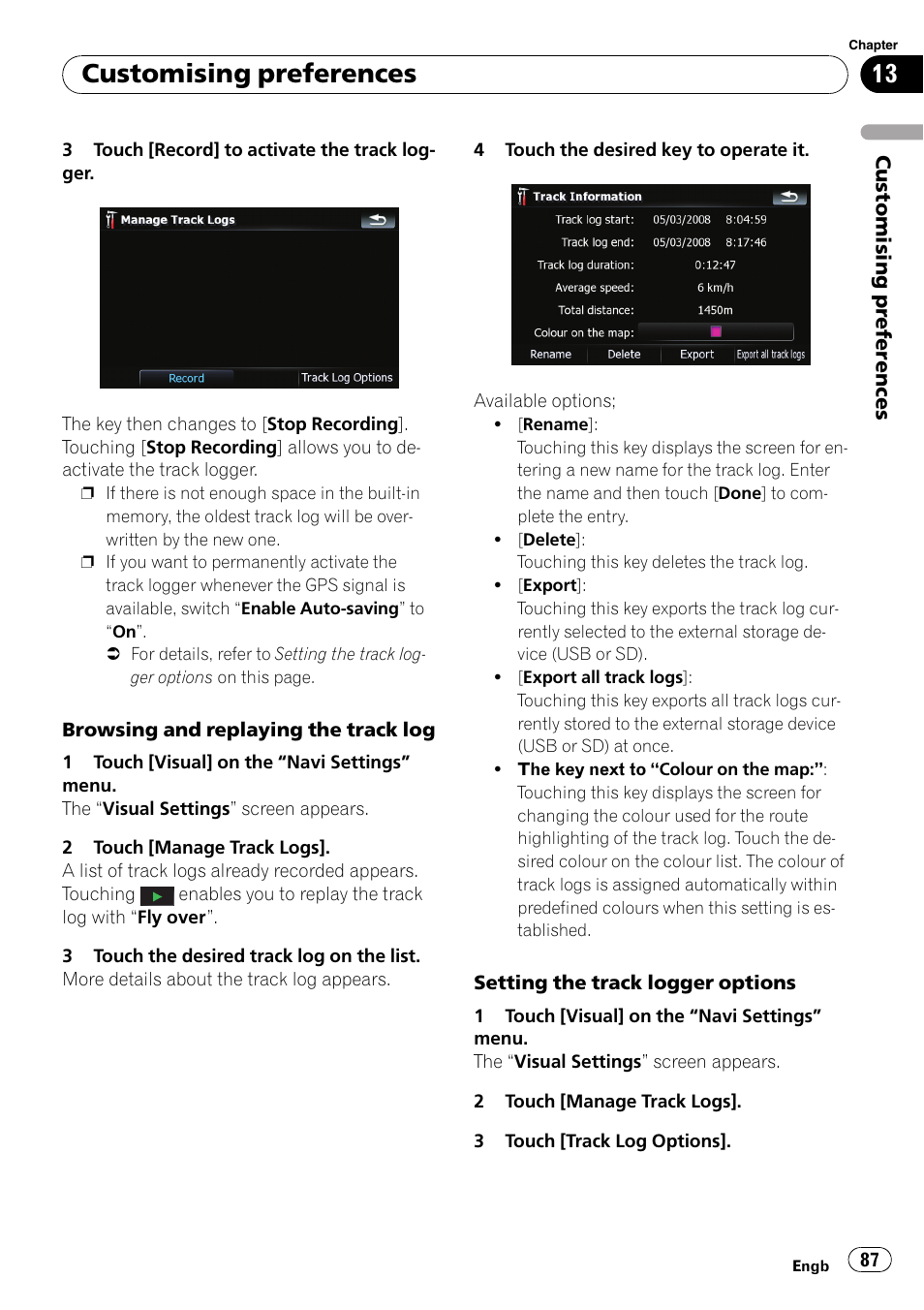 Customising preferences | Pioneer AVIC F500BT User Manual | Page 87 / 124