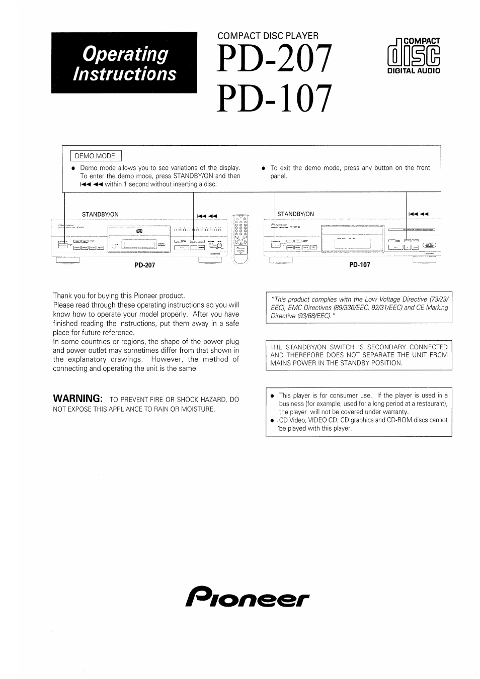 Pioneer PD-207 User Manual | 12 pages