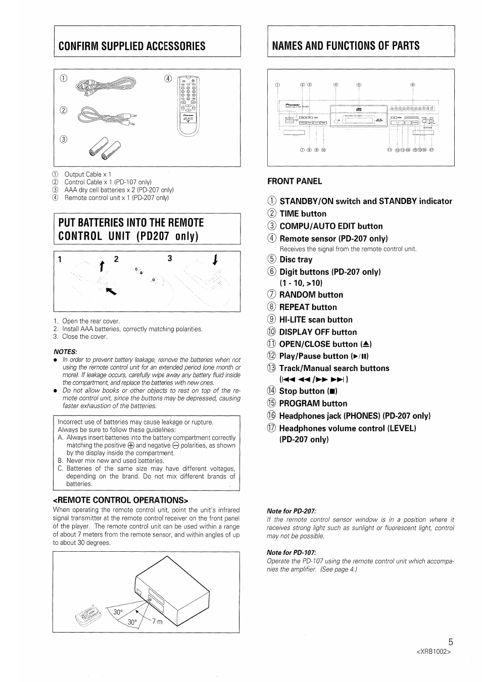 Pioneer PD-207 User Manual | Page 5 / 12