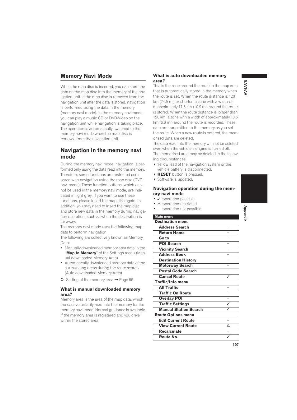 Memory navi mode, Navigation in the memory navi mode | Pioneer CNDV-50MT User Manual | Page 109 / 137