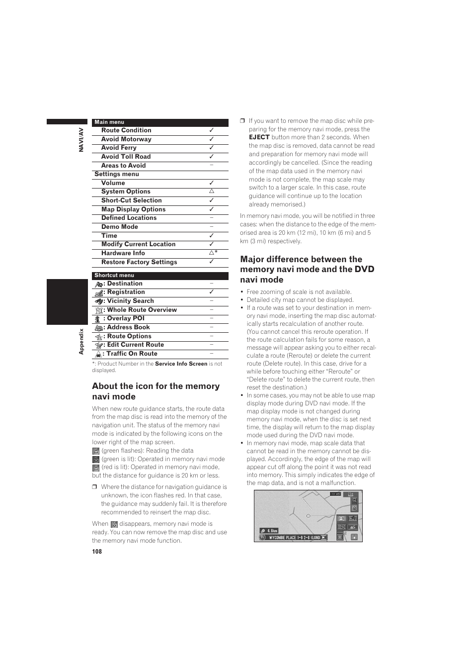 Mode and the dvd navi mode 108 | Pioneer CNDV-50MT User Manual | Page 110 / 137