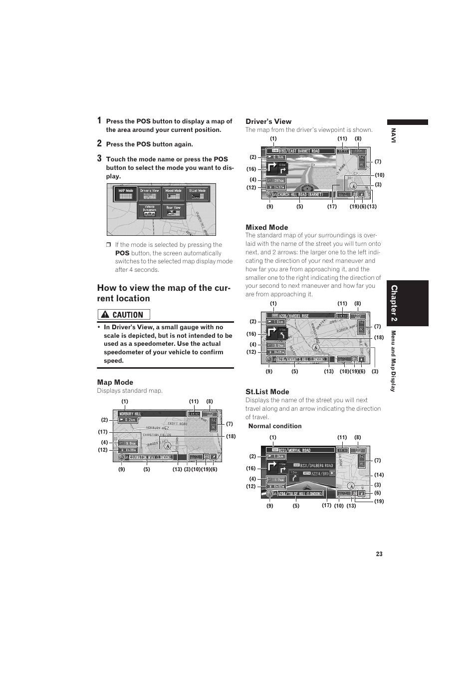How to view the map of the current location, How to view the map of the cur- rent location, Chapter 2 | Pioneer CNDV-50MT User Manual | Page 25 / 137