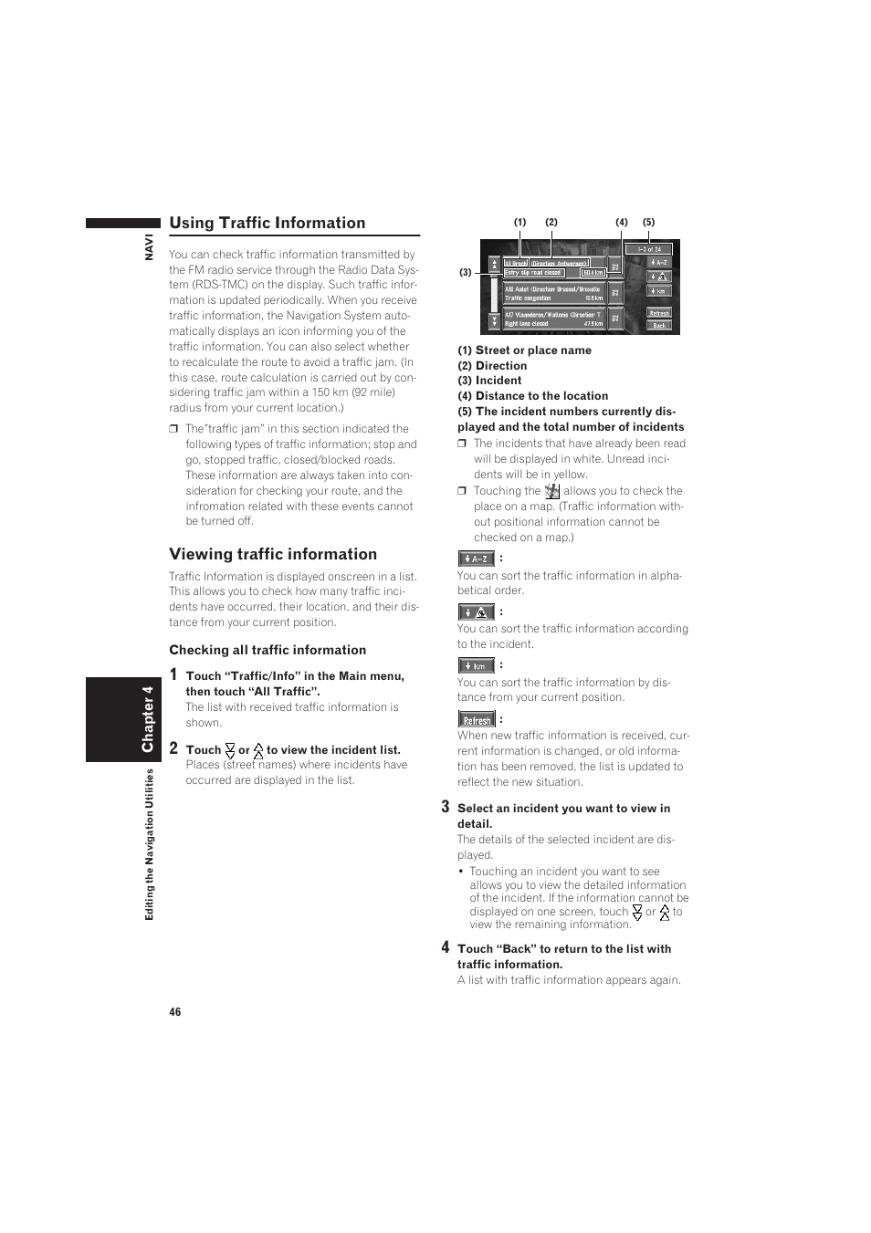 Using traffic information, Viewing traffic information | Pioneer CNDV-50MT User Manual | Page 48 / 137