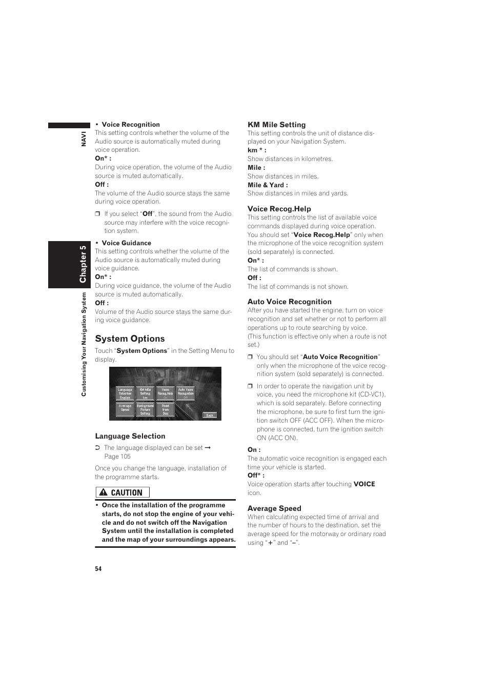 System options, Mands only | Pioneer CNDV-50MT User Manual | Page 56 / 137