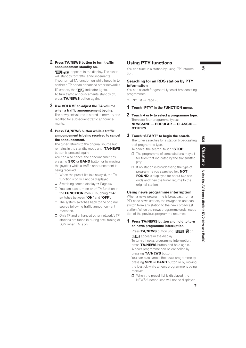 Using pty functions | Pioneer CNDV-50MT User Manual | Page 73 / 137