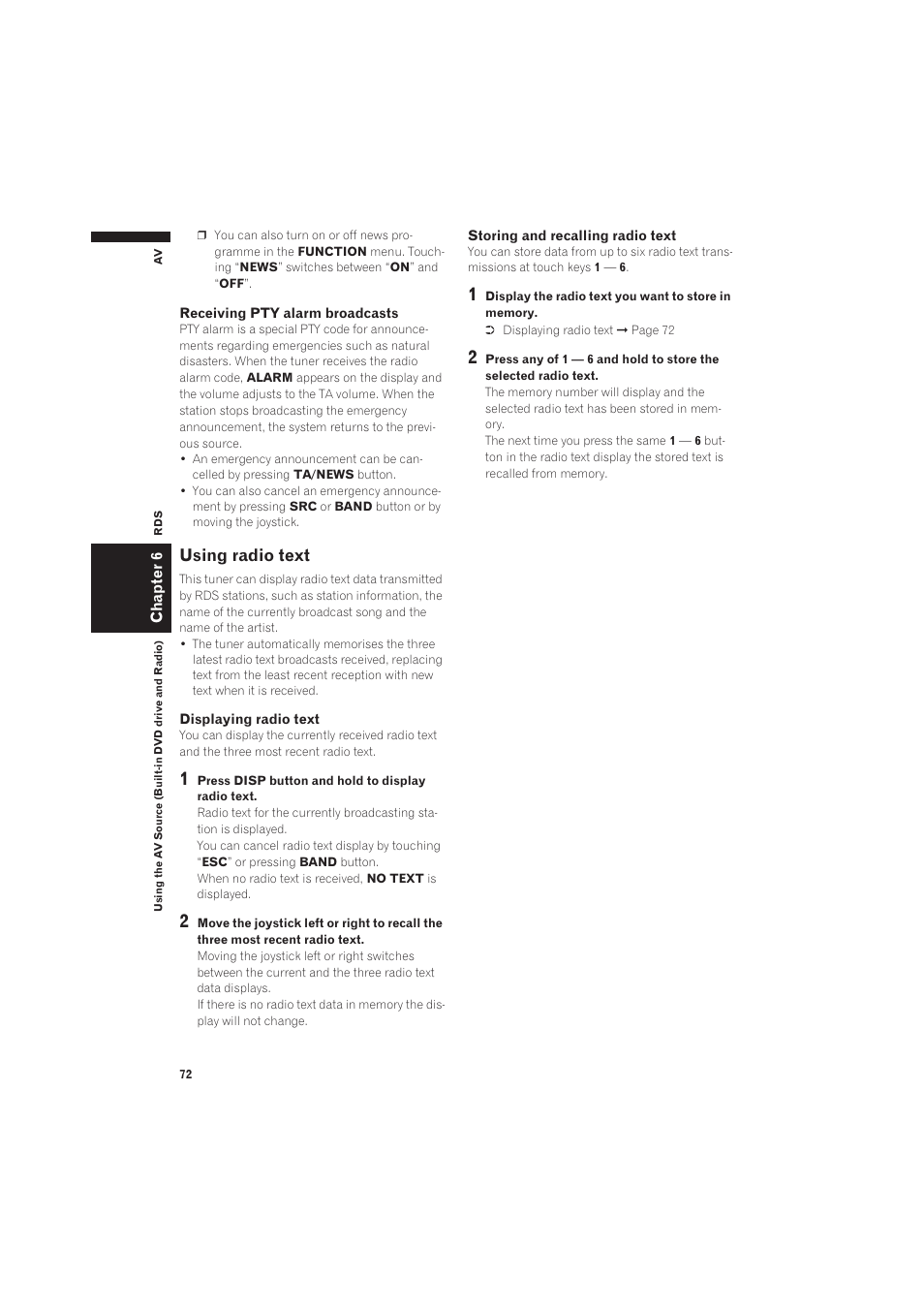Using radio text | Pioneer CNDV-50MT User Manual | Page 74 / 137