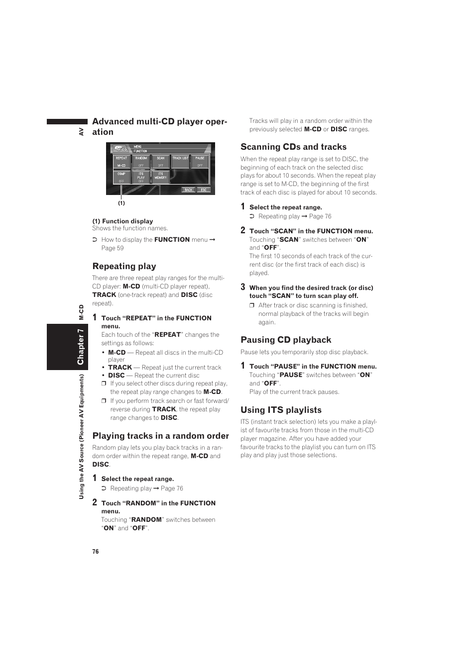 Advanced multi-cd player operation, Repeating play, Playing tracks in a random order | Pioneer CNDV-50MT User Manual | Page 78 / 137