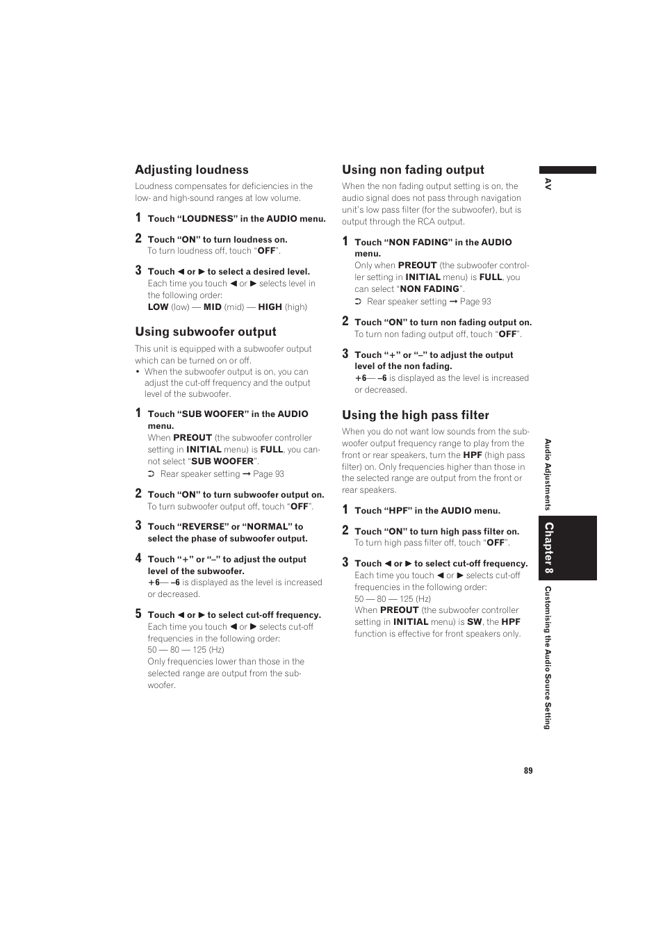 Adjusting loudness | Pioneer CNDV-50MT User Manual | Page 91 / 137