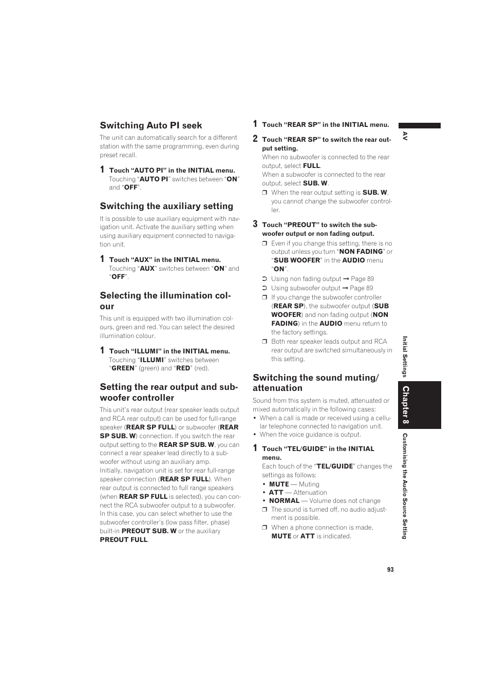 Switching auto pi seek, Controller, Switching the sound muting/attenuation | Troller | Pioneer CNDV-50MT User Manual | Page 95 / 137