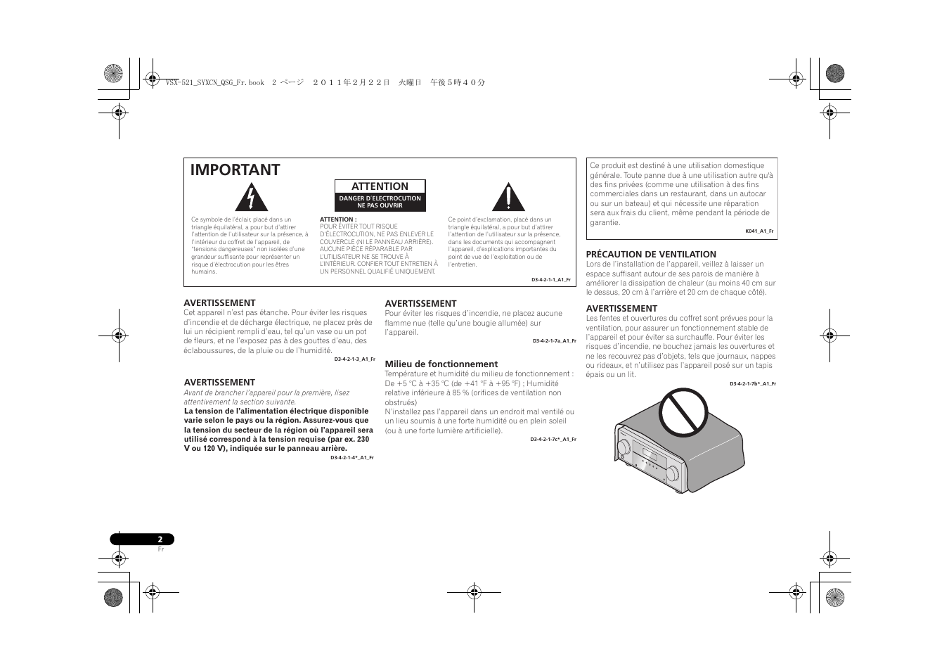 Important | Pioneer VSX-521 User Manual | Page 20 / 128