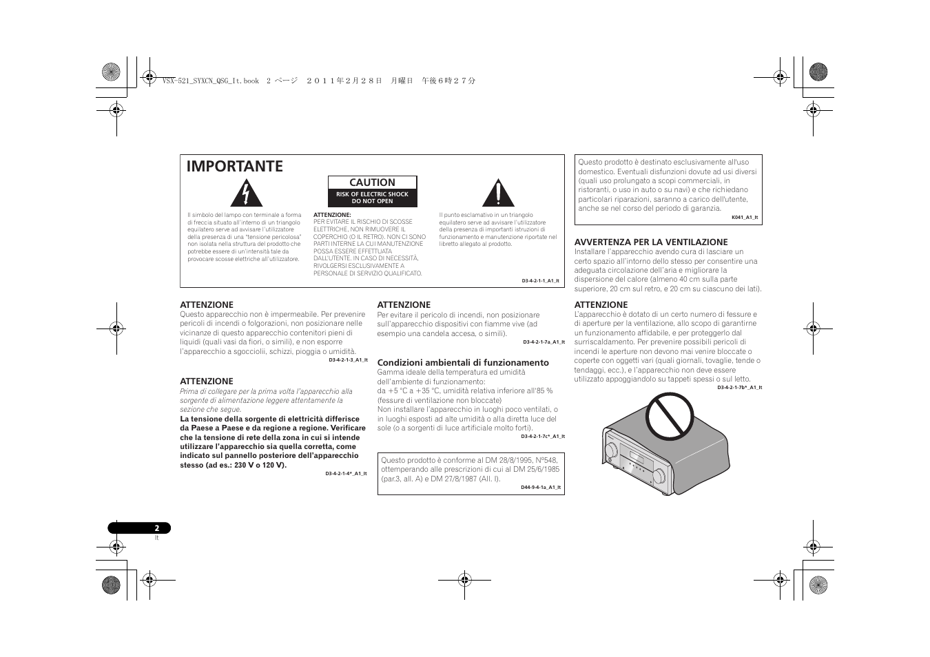 Importante | Pioneer VSX-521 User Manual | Page 56 / 128