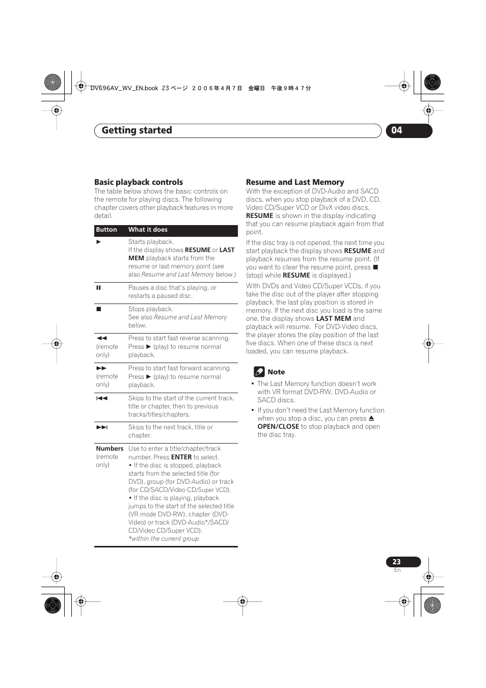 Getting started 04 | Pioneer DV-696AV-S User Manual | Page 23 / 64