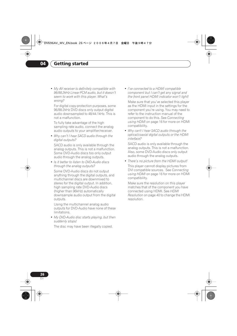 Getting started 04 | Pioneer DV-696AV-S User Manual | Page 26 / 64