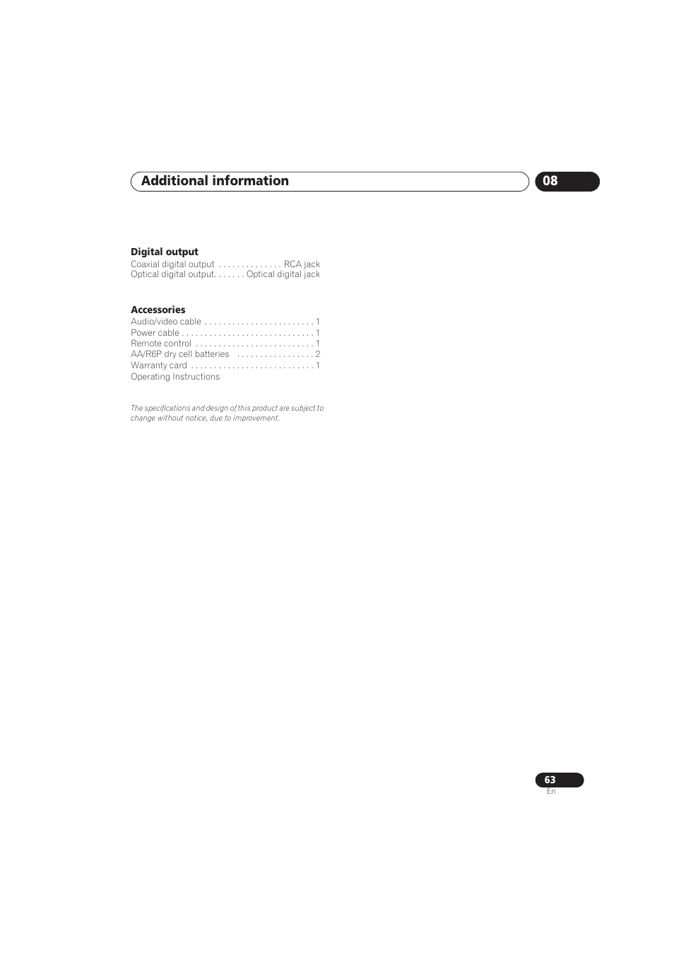 Additional information 08 | Pioneer DV-696AV-S User Manual | Page 63 / 64