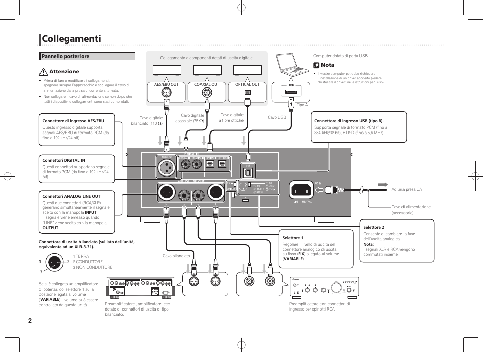 Convertitore d/a usb, Guida di avvio rapido, Collegamenti | Rl r l | Pioneer U-05-S User Manual | Page 8 / 16