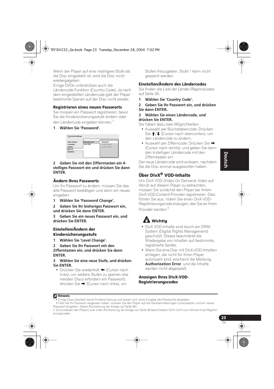Über divx® vod-inhalte, English français deutsch, Über divx | Vod-inhalte | Pioneer DCS-240 User Manual | Page 101 / 120