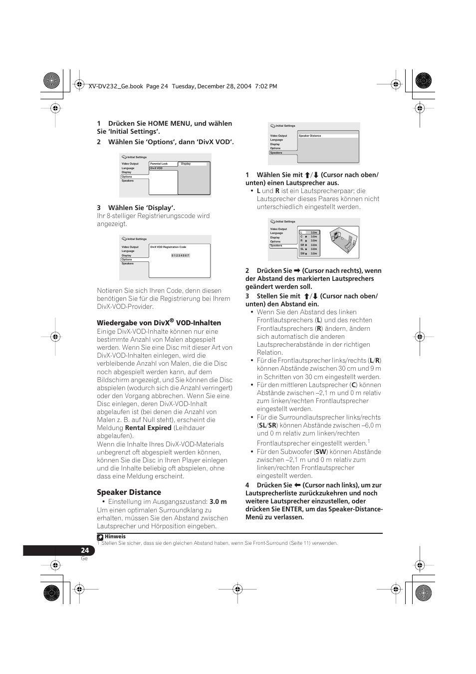 Speaker distance | Pioneer DCS-240 User Manual | Page 102 / 120