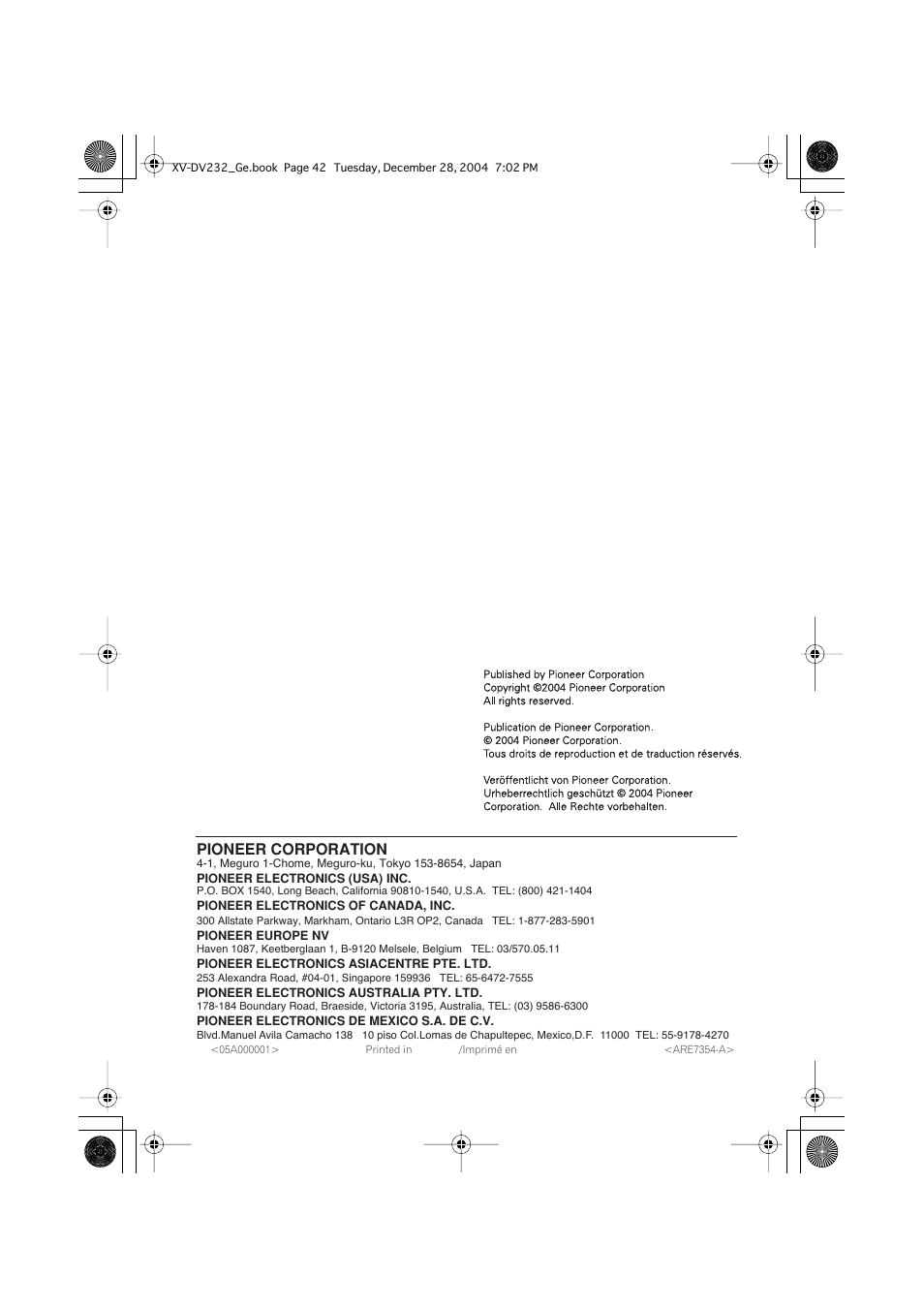 Pioneer corporation | Pioneer DCS-240 User Manual | Page 120 / 120