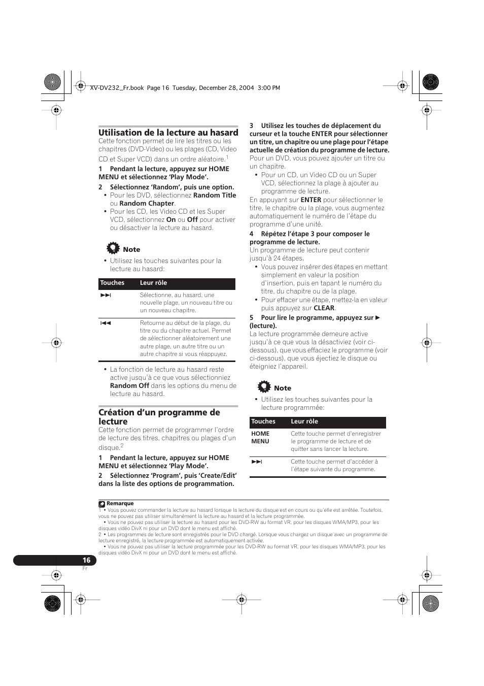 Utilisation de la lecture au hasard, Création d’un programme de lecture | Pioneer DCS-240 User Manual | Page 54 / 120