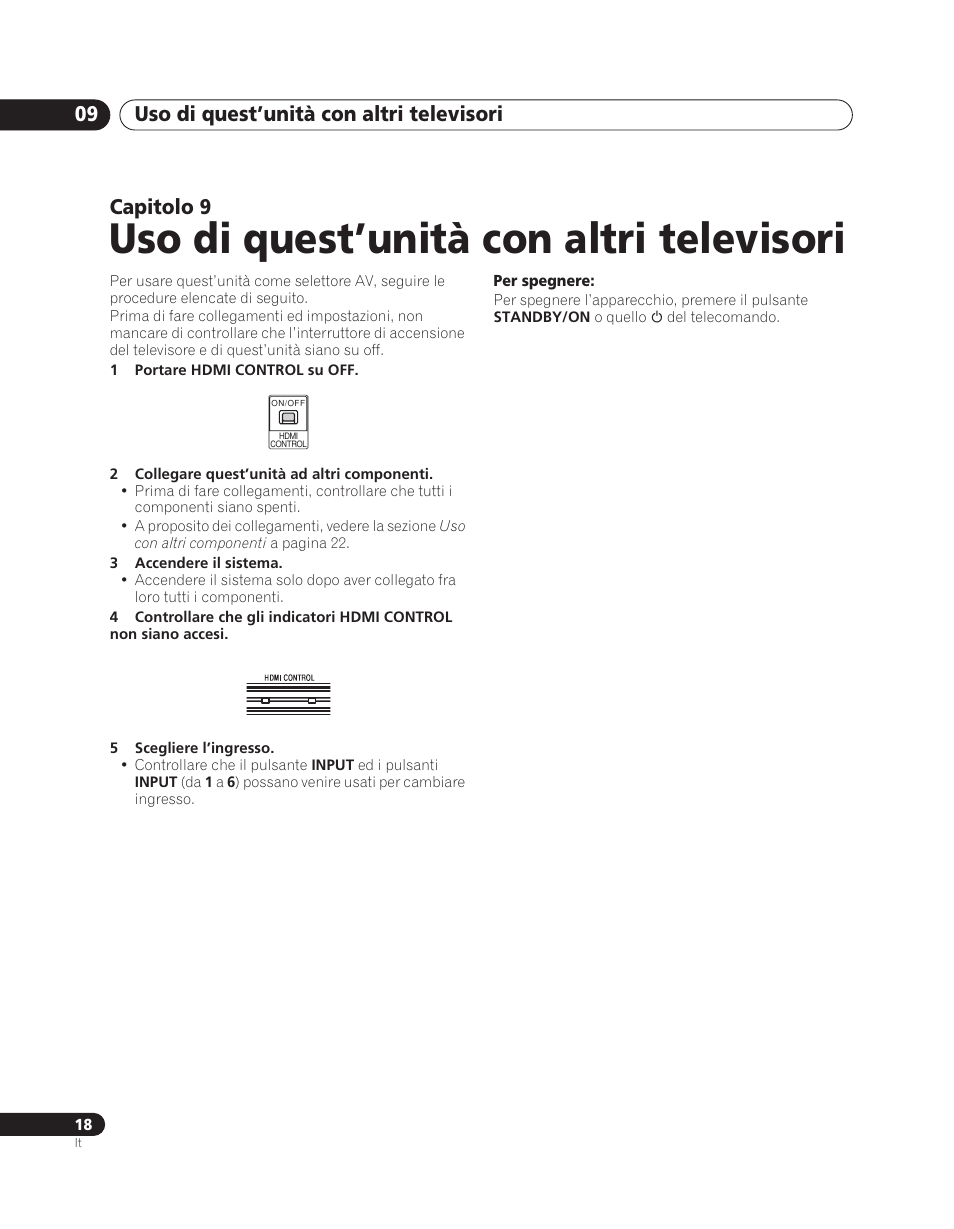 09 uso di quest’unità con altri televisori, Uso di quest’unità con altri televisori, Uso di quest’unità con altri televisori 09 | Capitolo 9 | Pioneer PDA-V100HD User Manual | Page 108 / 212