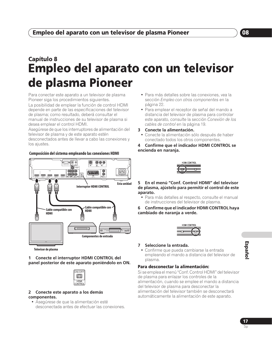 Capítulo 8, Español | Pioneer PDA-V100HD User Manual | Page 167 / 212