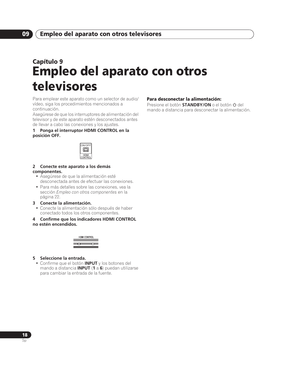 09 empleo del aparato con otros televisores, Empleo del aparato con otros televisores, Empleo del aparato con otros televisores 09 | Capítulo 9 | Pioneer PDA-V100HD User Manual | Page 168 / 212