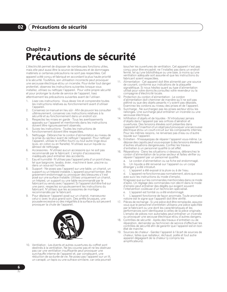 02 précautions de sécurité, Précautions de sécurité, Précautions de sécurité 02 | Chapitre 2 | Pioneer PDA-V100HD User Manual | Page 36 / 212