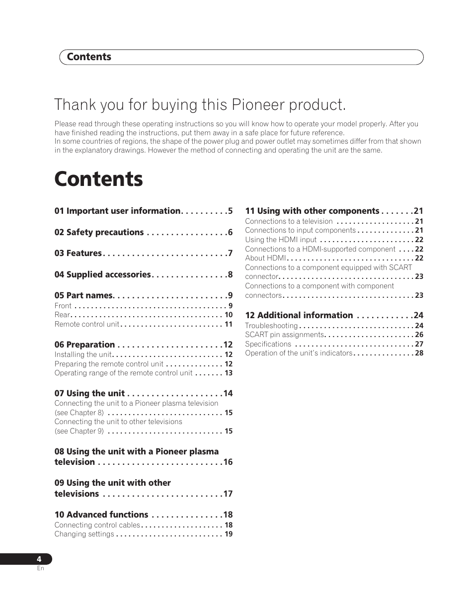 Pioneer PDA-V100HD User Manual | Page 4 / 212