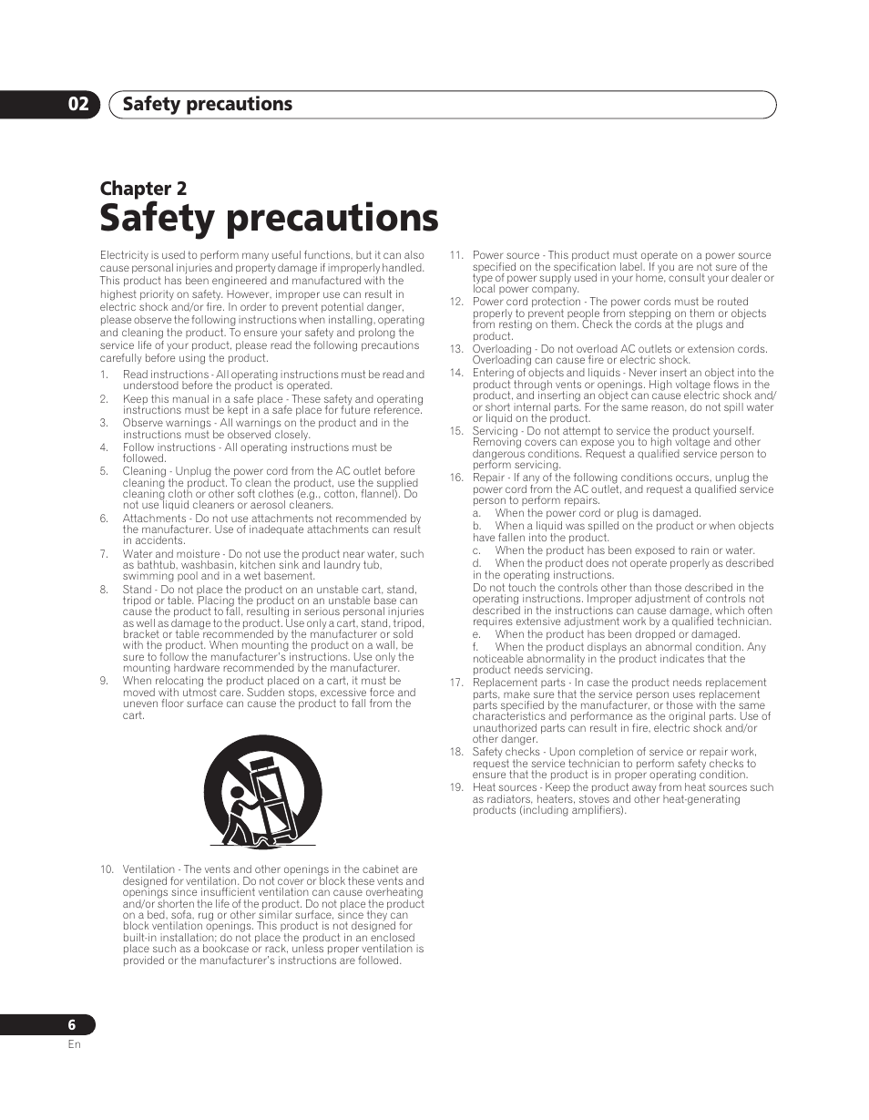 02 safety precautions, Safety precautions, Safety precautions 02 | Chapter 2 | Pioneer PDA-V100HD User Manual | Page 6 / 212