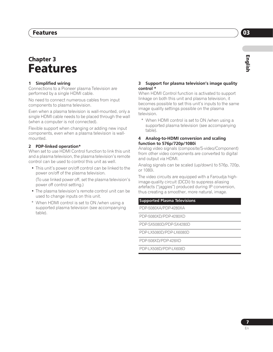 03 features, Features, Features 03 | Chapter 3 | Pioneer PDA-V100HD User Manual | Page 7 / 212