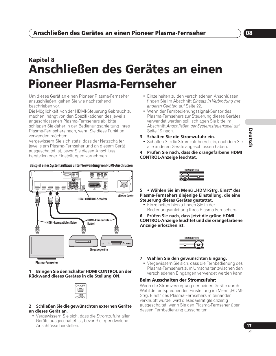 Kapitel 8, Deutsch | Pioneer PDA-V100HD User Manual | Page 77 / 212