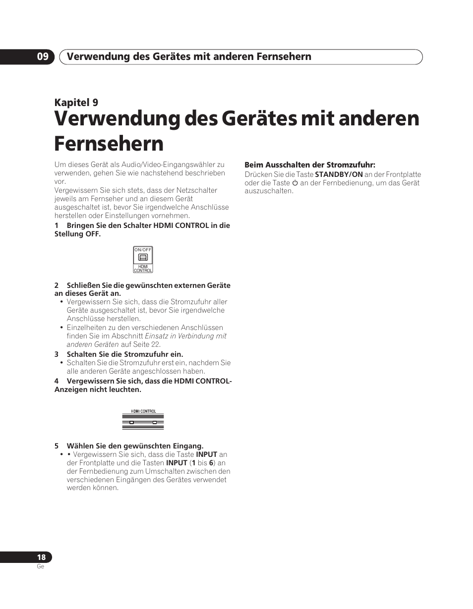 09 verwendung des gerätes mit anderen fernsehern, Verwendung des gerätes mit anderen fernsehern, Verwendung des gerätes mit anderen fernsehern 09 | Kapitel 9 | Pioneer PDA-V100HD User Manual | Page 78 / 212