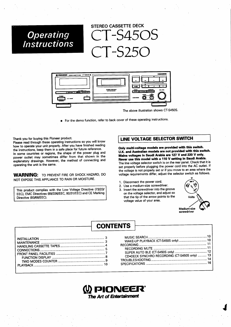 Pioneer CT-S250 User Manual | 16 pages